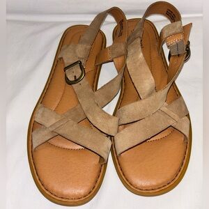 Born Taupe Leather Ruben Suede Sandals